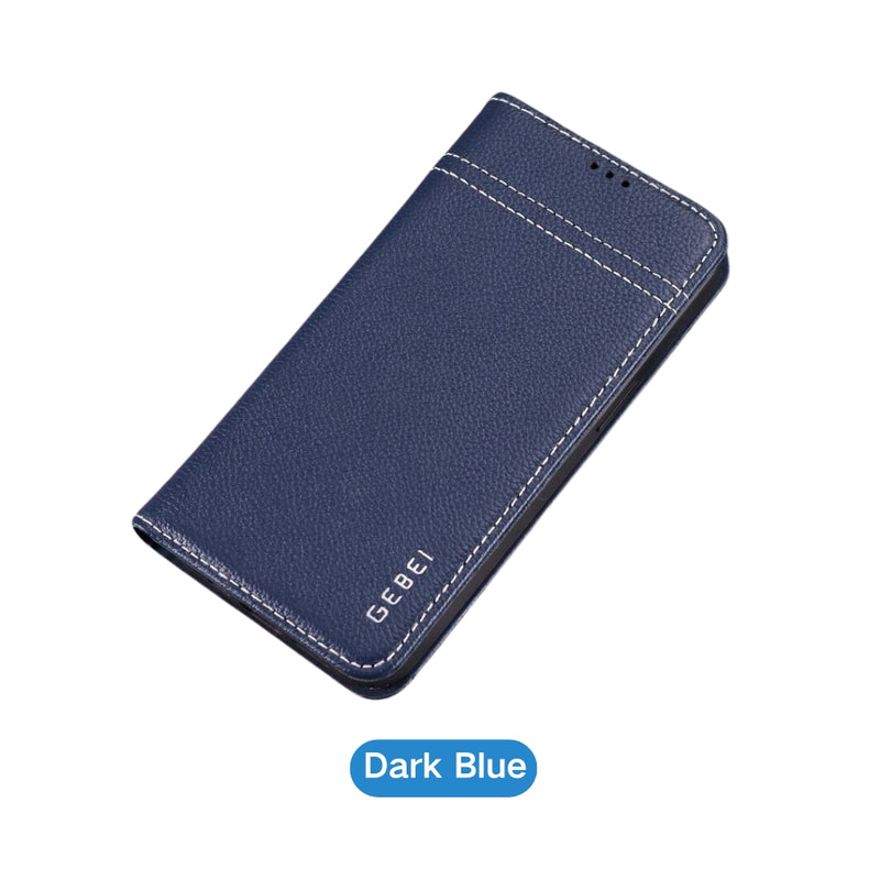 Load image into Gallery viewer, [With Card Slot][Adjustable Bracket] Apple iPhone 15/Plus/Pro/Max - Business Anti-Drop and Anti-Scratch Genuine Leather Flip Wallet Series Stand Case
