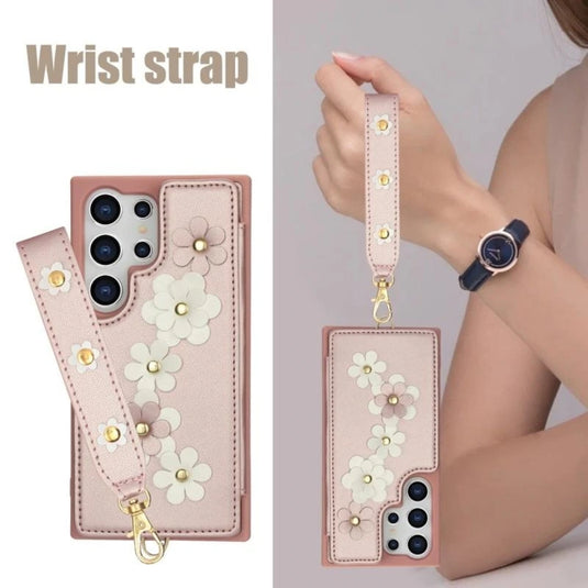 [With Card Slot] Samsung Galaxy A13 4G/5G/A04S/A04/M13 5G - Flower-decorated Leather Wallet Series Stand Case