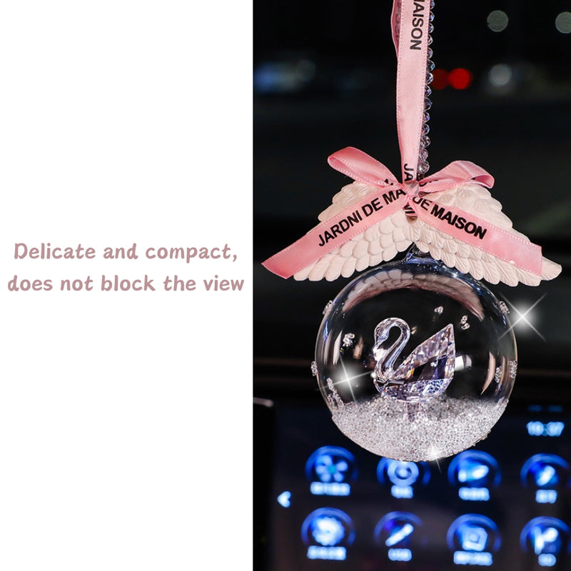 Load image into Gallery viewer, Elegant Swan Crystal Lucky Ball Car Rearview Mirror Hanging Ornament Car Interior Decoration - i-Station Mobile Phone &amp; Electronic Device Repair and Accessories
