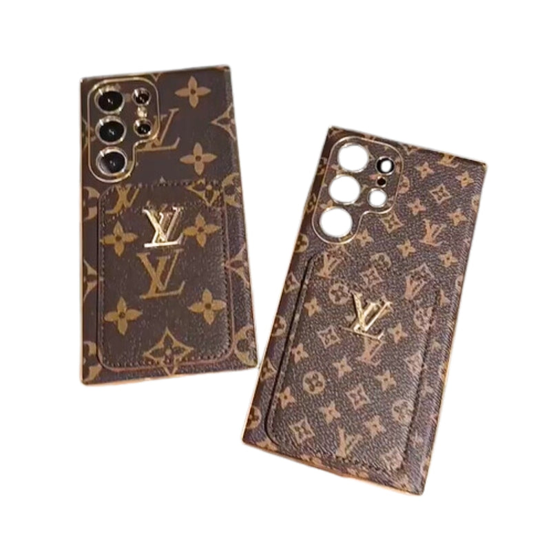 Load image into Gallery viewer, [With Card Slot] Samsung Galaxy S22/Plus/Ultra - Electroplated Frame Logo Large Flower Silicone  Fashion-Forward Series Case
