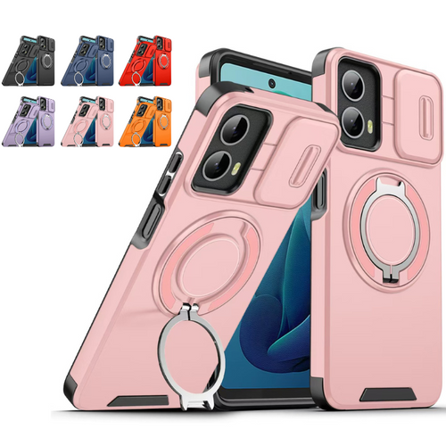 [Built-in Ring Bracket][With Slide Lens Cover] Motorola Moto G Stylus 5G (2024) Military Defense Drop Proof Heavy Duty Series Case