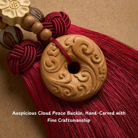 Handmade Peach Wood Peace Buckle Gourd Rearview Mirror Hanging Ornament Elegant and Noble Car Interior Decoration - i-Station Mobile Phone & Electronic Device Repair and Accessories