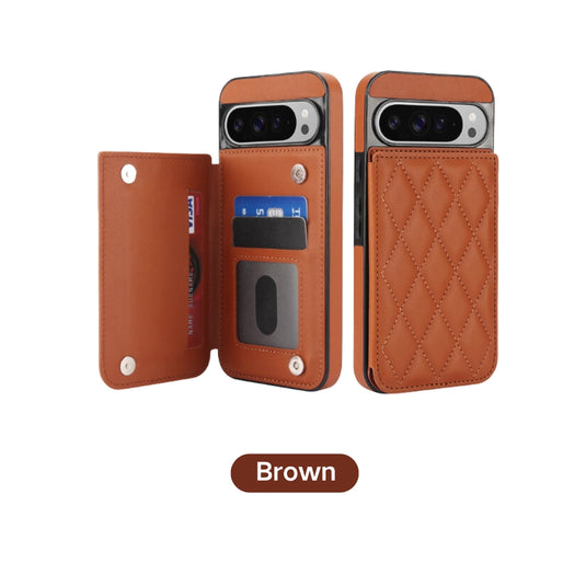 [With Card Slot][Adjustable Stand] Google Pixel 9/Pro/Pro XL - Diamond Quilting Anti-fraud PU Leather Flip Wallet Series Case