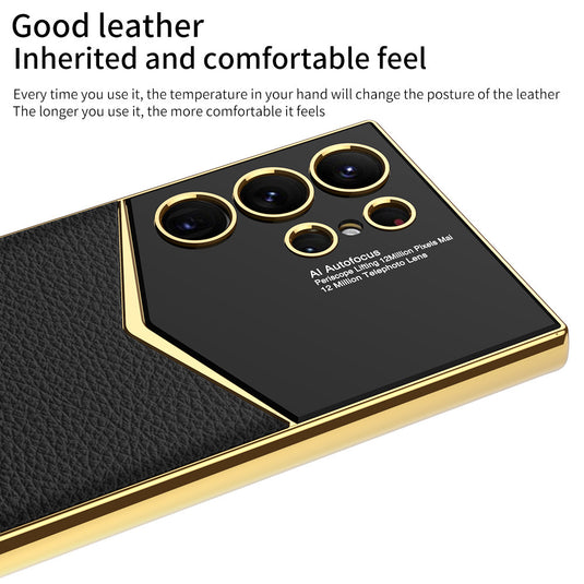 Samsung Galaxy S25/Plus/Ultra - Electroplated Frame Shockproof Leather Essential Series Case