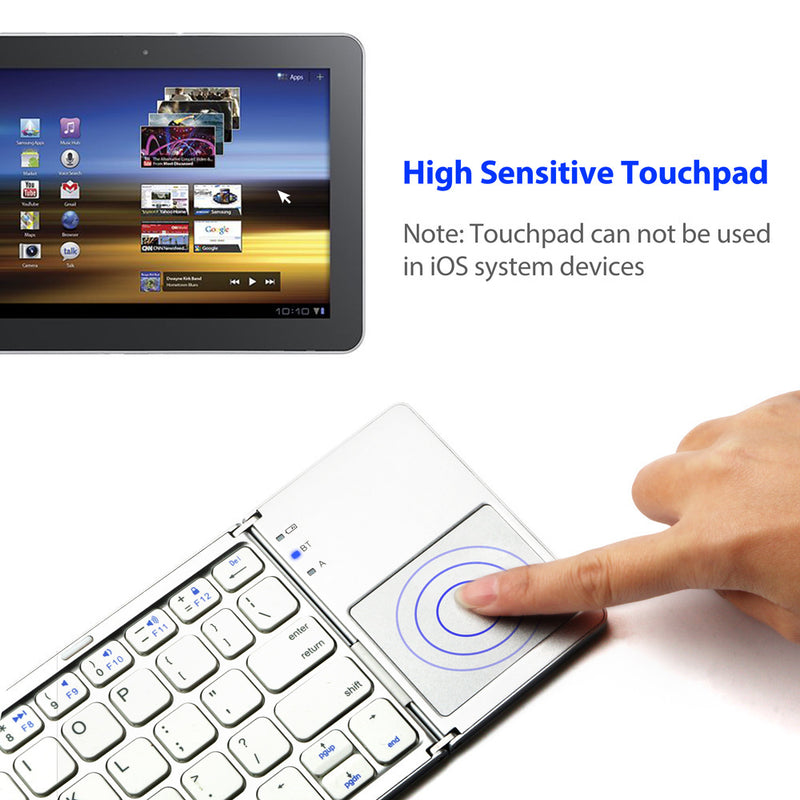 Load image into Gallery viewer, Ultra - Thin Portable Touchpad Wireless Bluetooth Tri - Fold Mini Keyboard (Compatible with Mobile Phones, Tablets, and Laptops)
