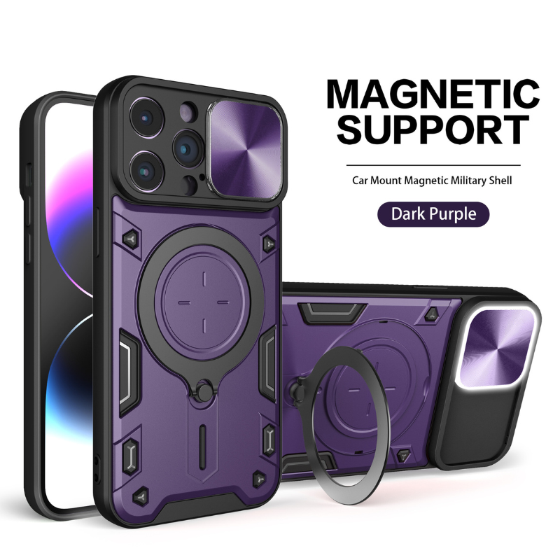 [With Stand][Built-in Slide Lens Cover] OPPO Reno13 / Pro Mecha-style Protective Hard Heavy Duty Series Case - i-Station Mobile Phone & Electronic Device Repair and Accessories