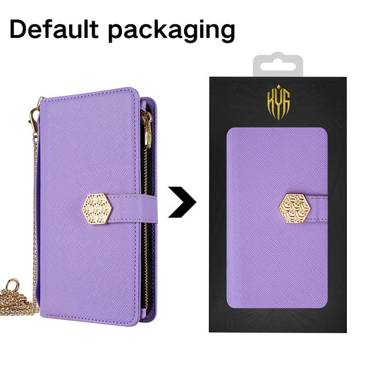 [With Card Slot] Motorola Moto G Power 5G (2024) - Women Crossbody Metal Clasp & Zipper Wallet Series Case With Hand Strap