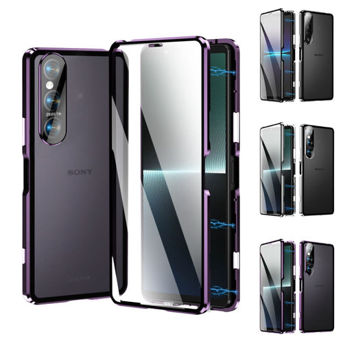 Sony Xperia 1 IV - Magnetic Metal Frame Clear Tempered Glass Proof Case With Camera Protector