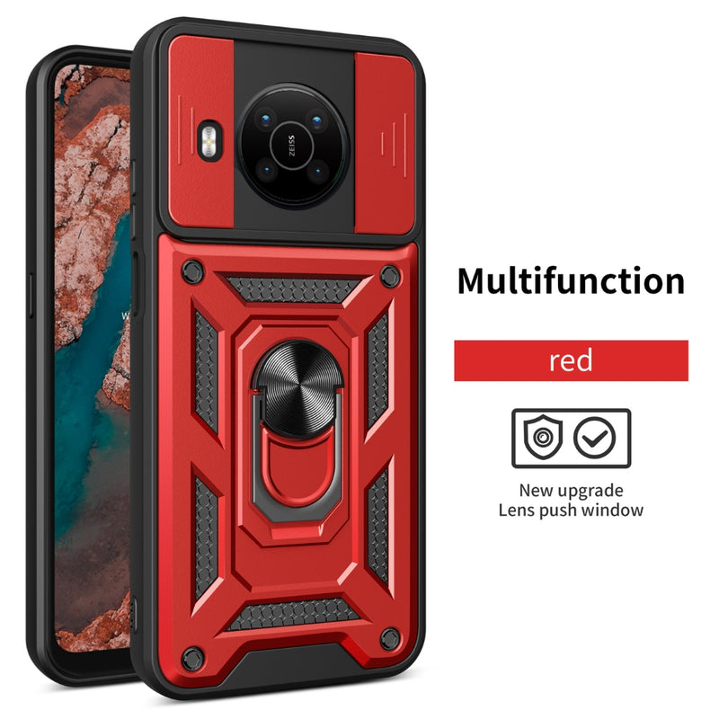 Load image into Gallery viewer, Nokia C10/C20 - Multifunction Sliding Window Heavy Duty Series Case With Finger Ring Stand
