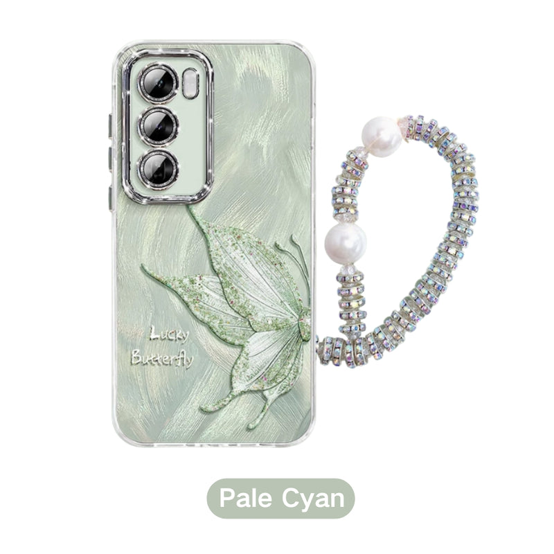 Load image into Gallery viewer, OPPO Reno 12 5G (CPH2625) - Simple Lucky Butterfly Fashion-Forward Series Case With Pearl Hanging Rope
