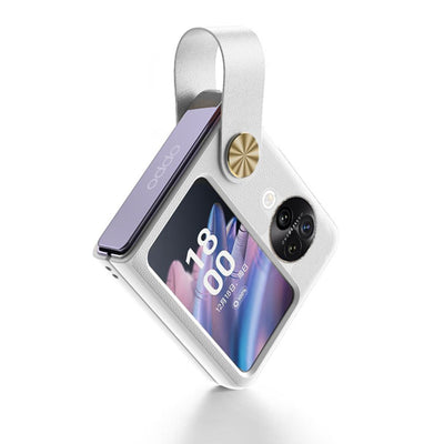 OPPO Find N3 Flip (PHT110)  - Fashion Matte Leather Texture Essentials Series Case With Wrist Strap - i-Station Mobile Phone & Electronic Device Repair and Accessories