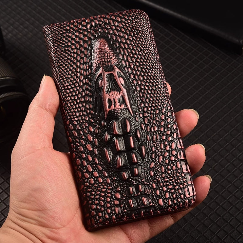 Load image into Gallery viewer, [With Card Slot] Motorola Moto Edge 50 Pro 5G - Crocodile Head Genuine Leather Flip Wallet Series Stand Case
