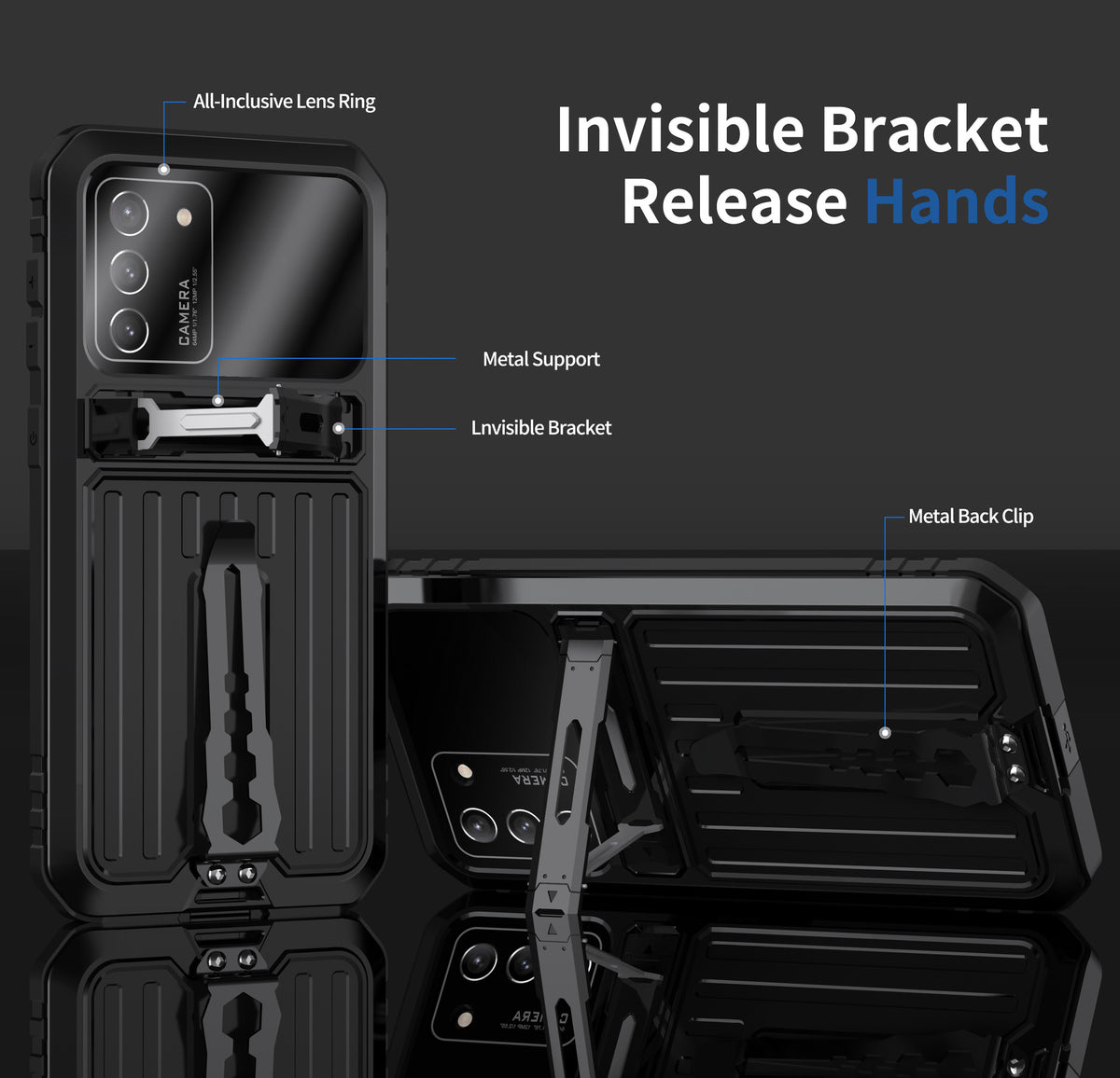 [With Metal Stand] Samsung Galaxy S23 Ultra 5G (SM-S918) - Shockproof Heavy Duty Series Case - i-Station Mobile Phone & Electronic Device Repair and Accessories