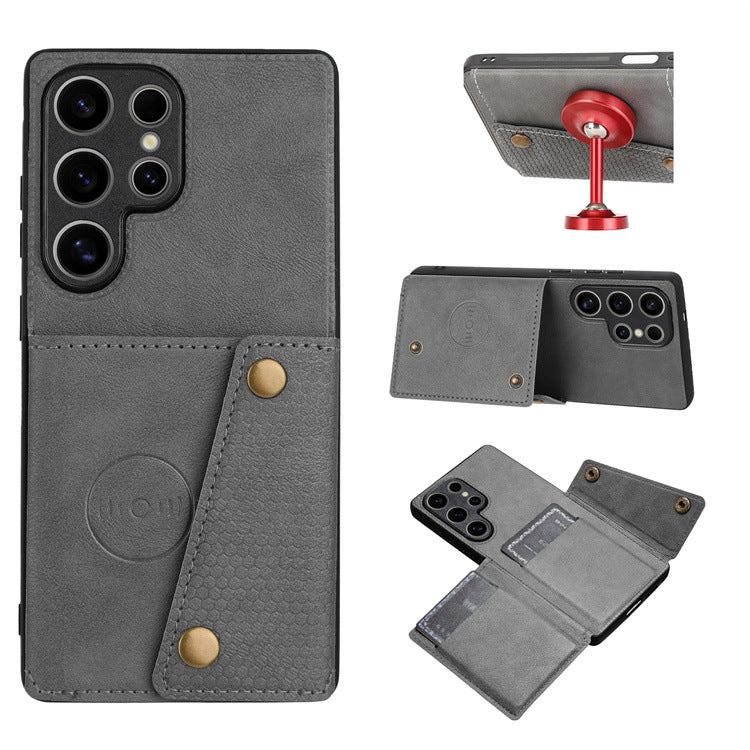 Load image into Gallery viewer, Samsung Galaxy S25/Plus/Ultra - Vehicle-mounted Magnetic Suction Double-buckle and Multi-functional Wallet Series Case
