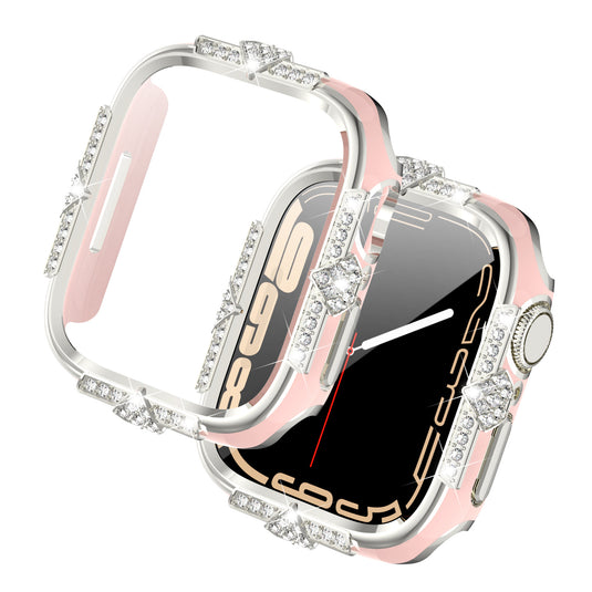 [2 in 1 - Case + Protector] Apple Watch Series 4/5/6/SE/7/8/9 - Fashion Diamond-inlaid Shockproof Frame Case