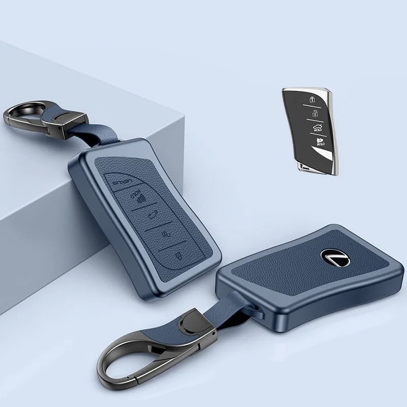 Load image into Gallery viewer, Lexus Aluminum Alloy Leather Car Key Fob Case Cover For ES200, ES300,  RX300, 350h, NX200, LX570
