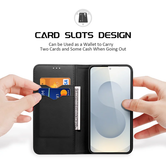 [With Card Slot] Samsung Galaxy S25 Edge (SM-S937) Multi-functional Genuine Leather Flip Cover Case