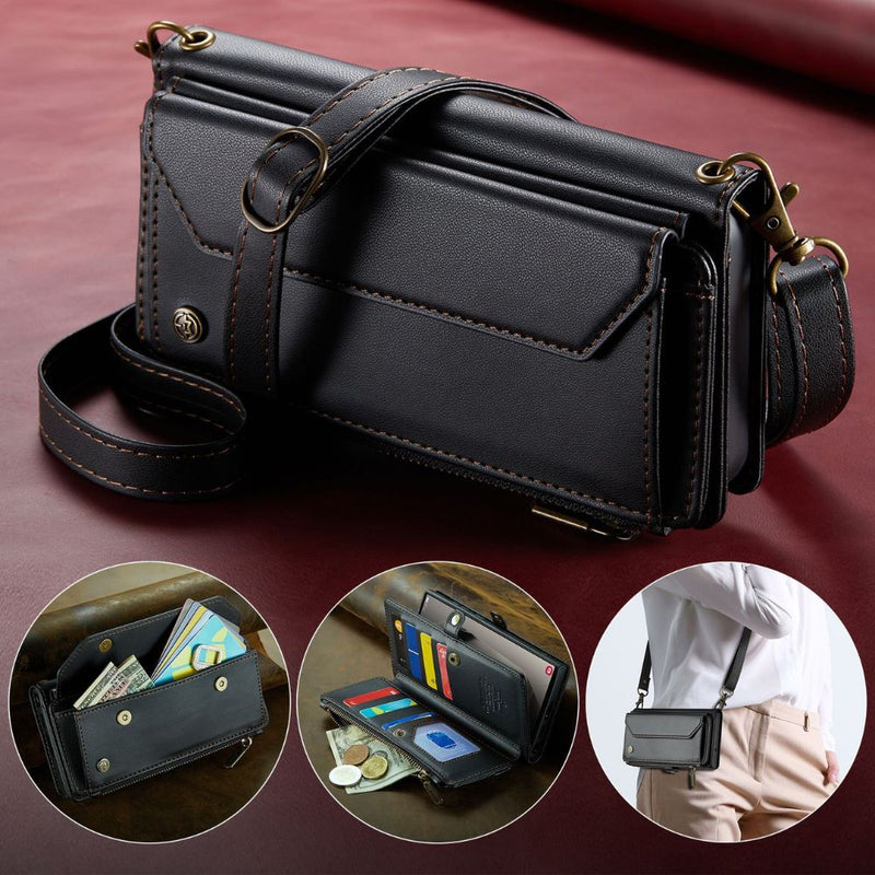 Load image into Gallery viewer, [With Card Slot] Samsung Galaxy S22/Plus/Ultra - Women Crossbody PU Leather Zipper Wallet Series Stand Case with Lanyard
