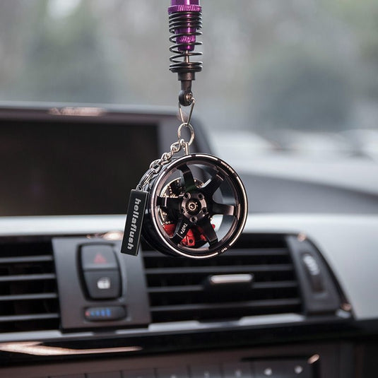 Q5T Wheel Hub Style Car Rearview Mirror Pendant Stylish High-End Vehicle Interior Accessory - i-Station Mobile Phone & Electronic Device Repair and Accessories