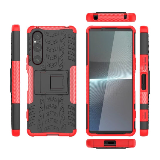 Sony Xperia 10 V - Anti-slip Honeycomb Tire Pattern TPU+PC Stand Case