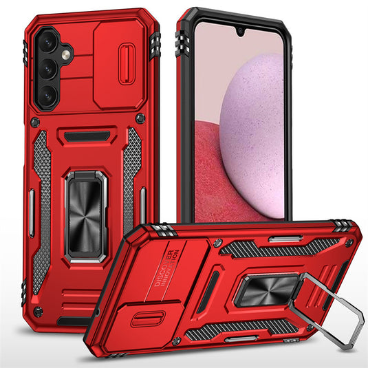 Samsung Galaxy A15 4G (A155) / A15 5G (A156) - Lens Push Window Mechanics Series Case With Finger Ring Stand