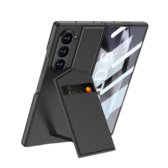 [With Card Slot] Samsung Galaxy Z Fold 6 (SM-F956) - Shell-membrane Integrated Magnetic Card Holder Stand Case