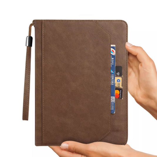 [With Pen Slot][With Card Slot] Apple iPad mini 6 8.3" (2021) - Business PU Leather Fold Stand Series Case With Wrist strap