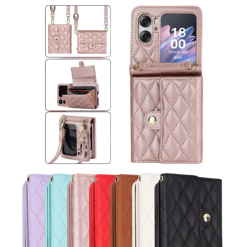 Load image into Gallery viewer, [With Card Slot] OPPO Find N3 Flip (PHT110) - Women Crossbody Simple PU Leather Wallet Series Case With Lanyard
