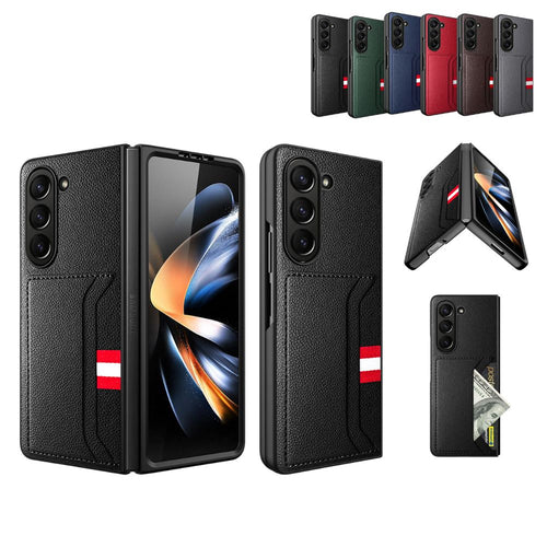 [With Card Slot] Samsung Galaxy Fold 3 (SM-F926) - 2-in-1 Design Tempered Glass Screen Protector + PU Leather Wallet Series Case