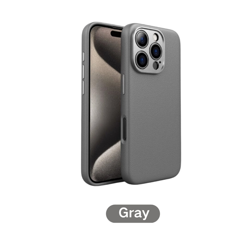 Load image into Gallery viewer, [Magsafe Compatible] Apple iPhone 16/Pro/Max - Alloy Lens Cover Shockproof Scratch Resistant Genuine Leather Series Case
