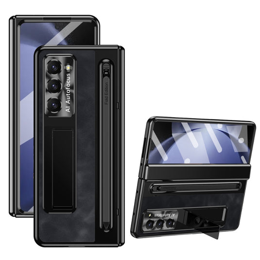 [With Card Slot] Samsung Galaxy Z Fold 5 5G (SM-F946) - Retro Leather Folding Stand Series Shockproof Case