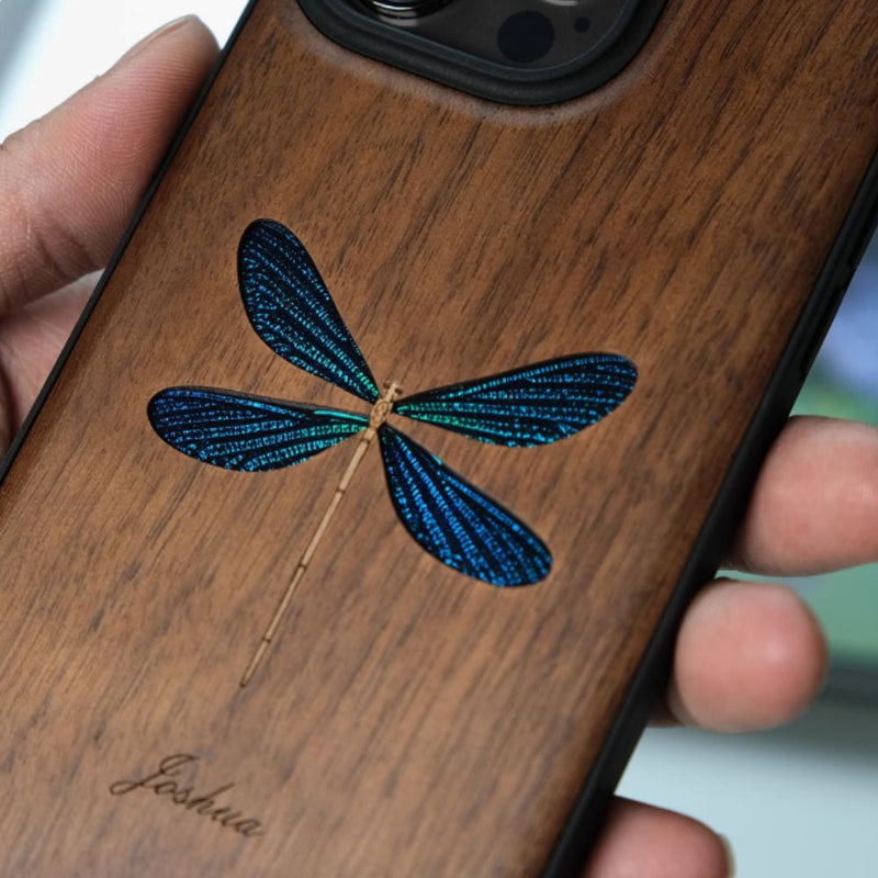 Load image into Gallery viewer, Apple iPhone 16/Plus/Pro/Max - Real Insect Specimen Black Walnut Wood Luxury Insect Art Essentials Series Case
