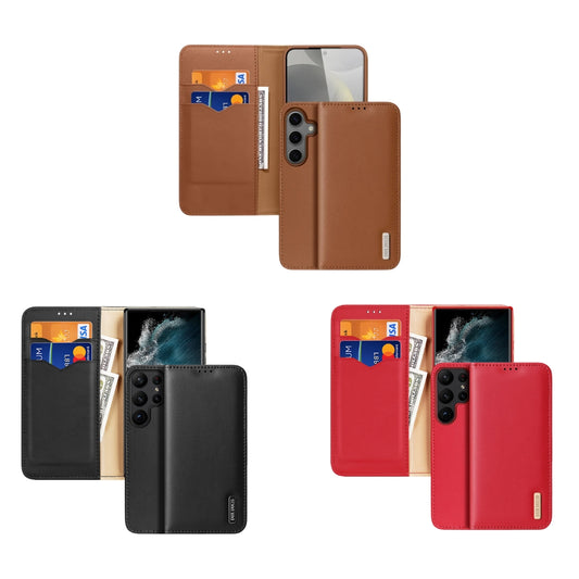 [Magsafe Compatible] Samsung Galaxy S25/Plus/Ultra - Genuine Leather Flip Stand Wallet Series Case