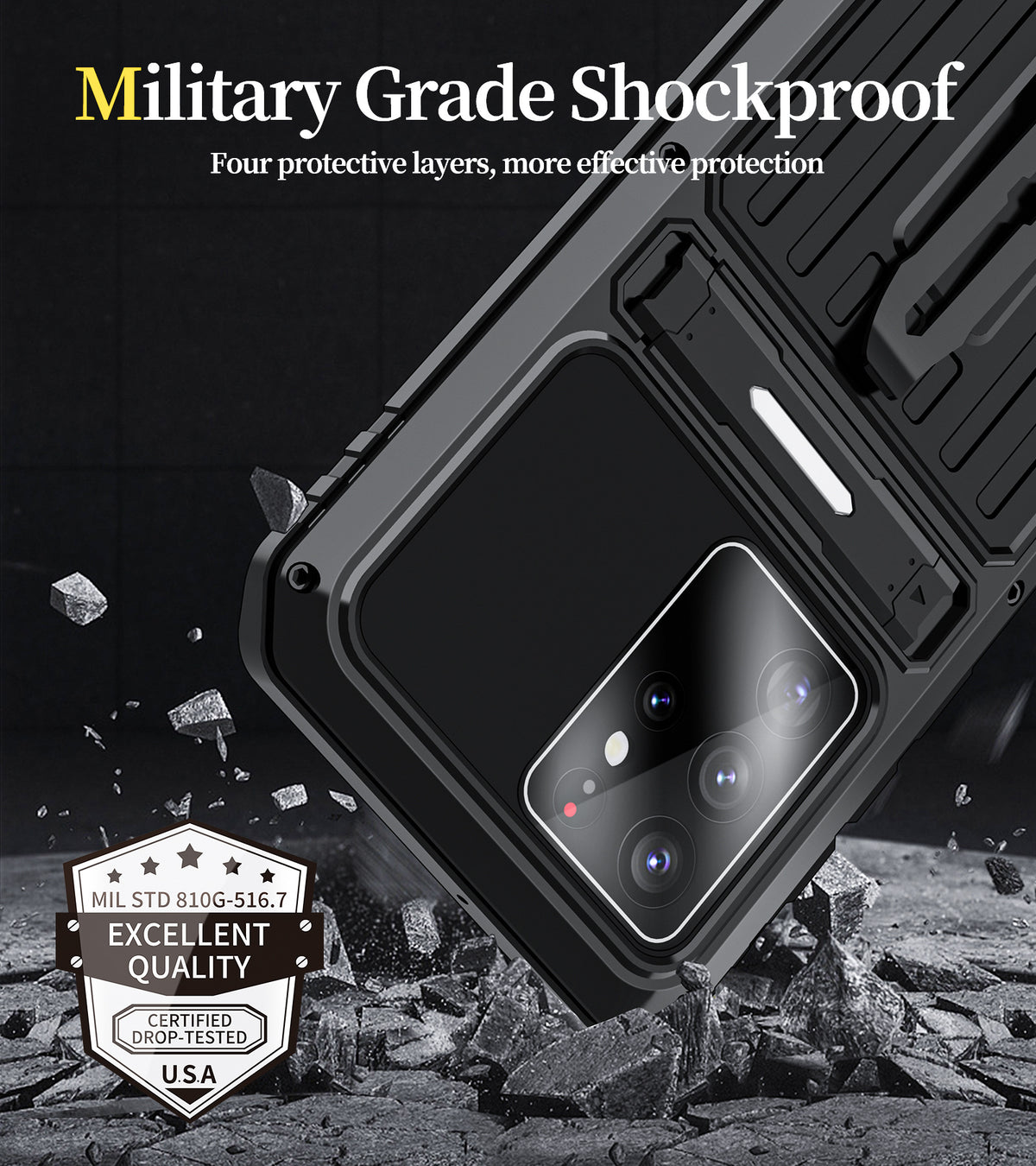 [With Metal Stand] Samsung Galaxy S23 Ultra 5G (SM-S918) - Shockproof Heavy Duty Series Case - i-Station Mobile Phone & Electronic Device Repair and Accessories