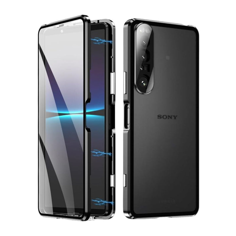 Load image into Gallery viewer, Sony Xperia 10 III - Magnetic Metal Frame Clear Tempered Glass Proof Case With Camera Protector - Black
