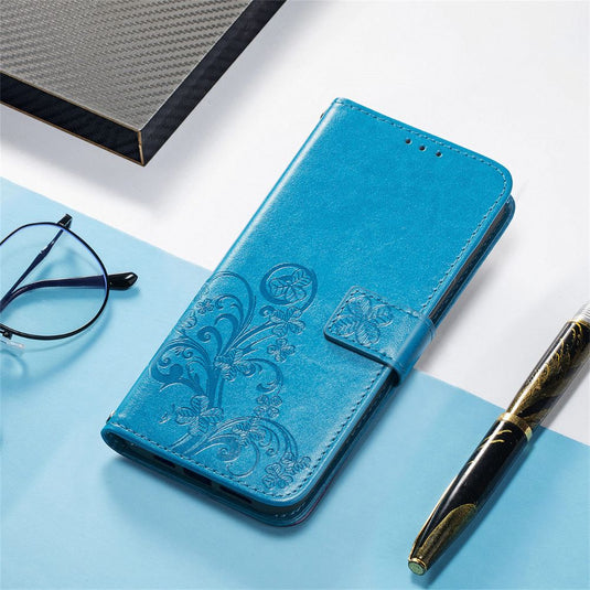 [With Card Slot] Samsung Galaxy S21/Plus/Ultra/FE - Clover Pattern PU Leather Flip Wallet Series Stand Case