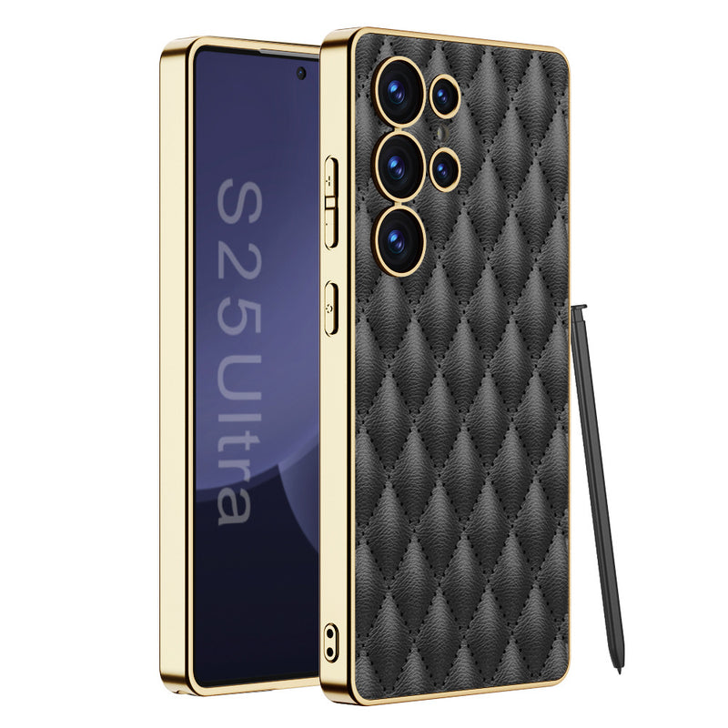 Load image into Gallery viewer, Samsung Galaxy S25/Plus/Ultra - Electroplated Outer Frame Leather Shockproof Case
