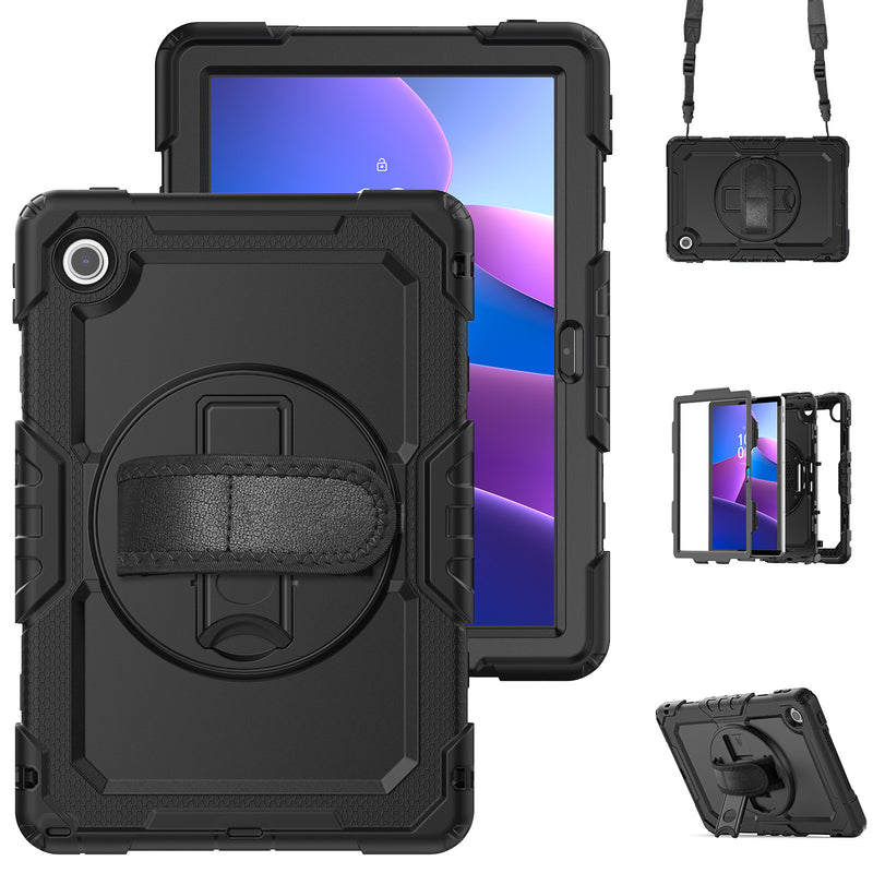 Load image into Gallery viewer, [Built-in Kickstand] Lenovo Tab 10.1&quot; 2025 (TB311FU/TB311XU) - Silicone Full Covered Heavy Duty Series Case With Adjustable Hand Strap
