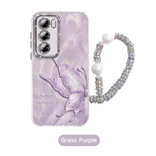 OPPO Reno 12 5G (CPH2625) - Simple Lucky Butterfly Fashion-Forward Series Case With Pearl Hanging Rope