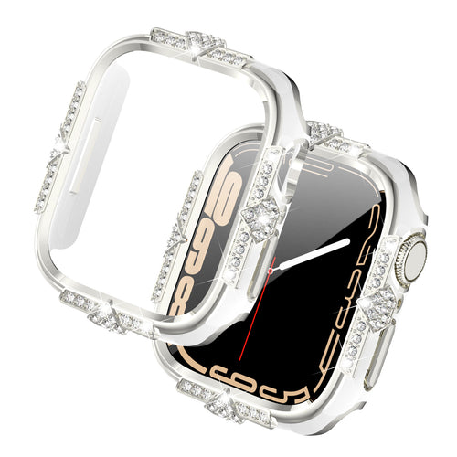 [2 in 1 - Case + Protector] Apple Watch Series 4/5/6/SE/7/8/9 - Fashion Diamond-inlaid Shockproof Frame Case - i-Station Mobile Phone & Electronic Device Repair and Accessories