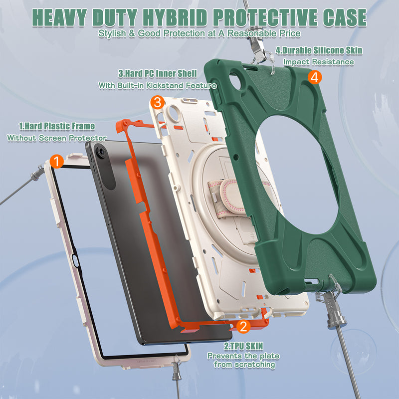 Load image into Gallery viewer, [Built-in Stand] Lenovo Tab 10.1&quot; 2025 (TB311FU/TB311XU) - Kid Shockproof Heavy Duty Series Case With Shoulder Strap
