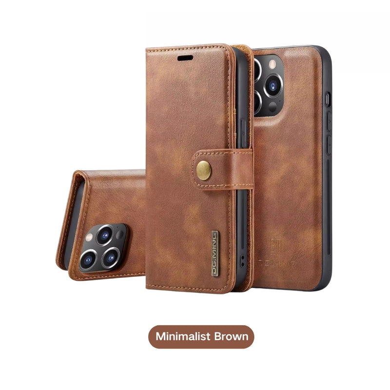 Load image into Gallery viewer, [With Card Slot] Apple iPhone 15/Plus/Pro/Max - Magnetic Snap Closure Drop Proof Genuine Leather Flip Wallet Series Case
