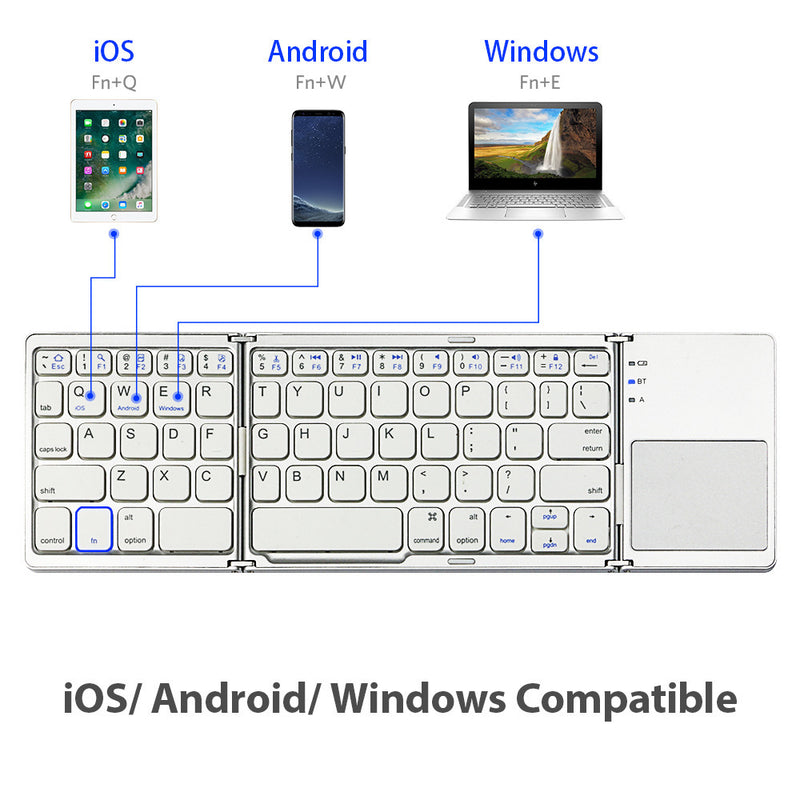 Load image into Gallery viewer, Ultra - Thin Portable Touchpad Wireless Bluetooth Tri - Fold Mini Keyboard (Compatible with Mobile Phones, Tablets, and Laptops)
