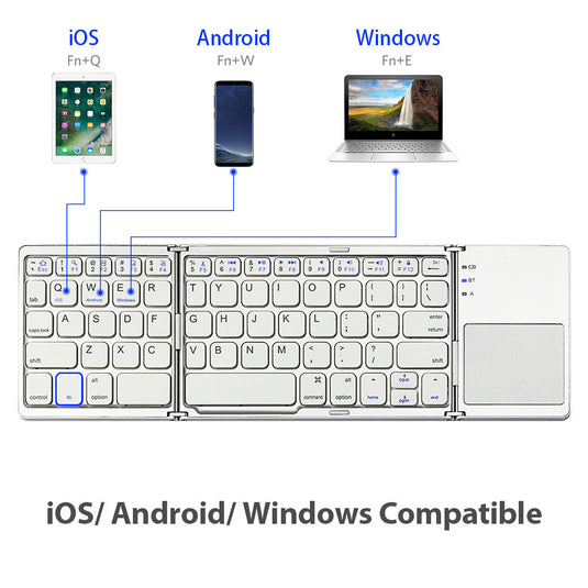 Ultra - Thin Portable Touchpad Wireless Bluetooth Tri - Fold Mini Keyboard (Compatible with Mobile Phones, Tablets, and Laptops)