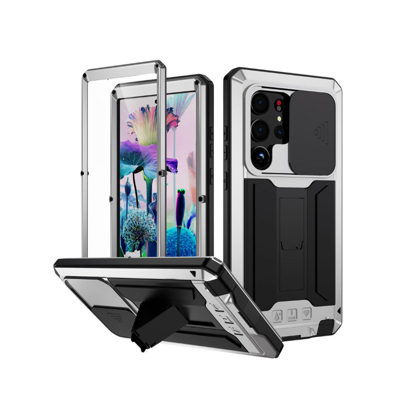 Load image into Gallery viewer, Samsung Galaxy S23/Plus/Ultra -  Aluminum Metal Armor Tank Heavy Duty Series Case With Screen Protector and Slide Camera Cover
