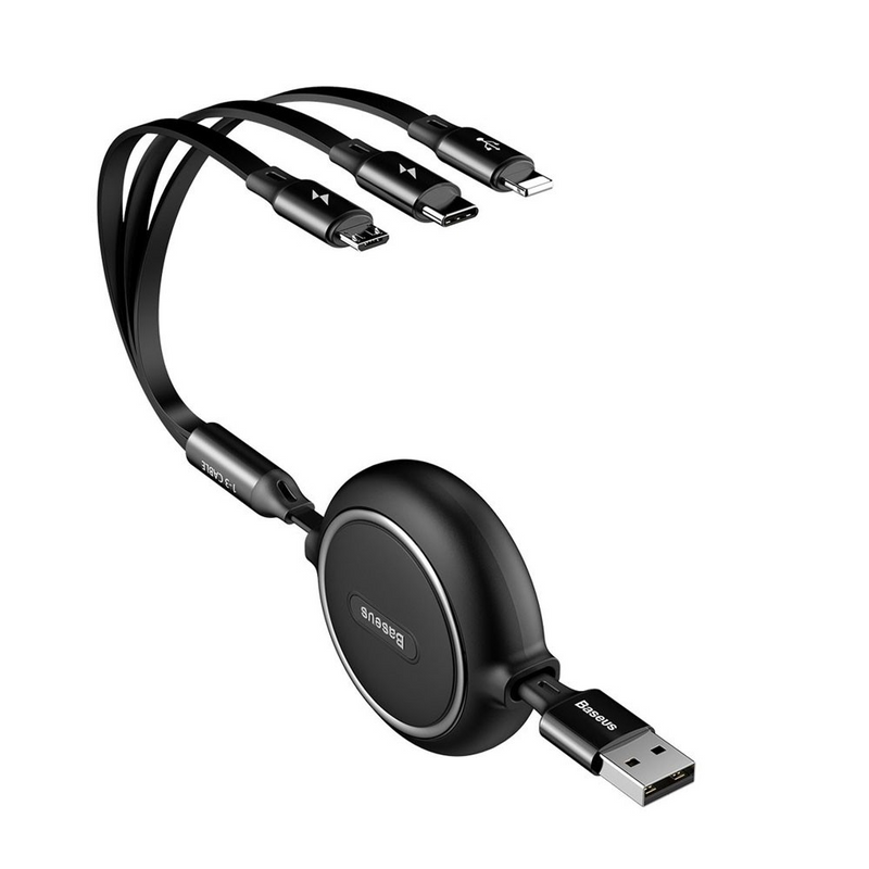 Load image into Gallery viewer, Baseus Golden Loop Retractable 3 in 1 USB Cable 3.5A (35cm-120cm)
