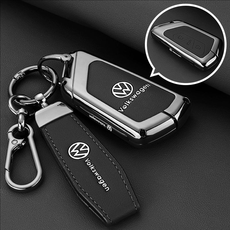 Load image into Gallery viewer, Volkswagen Premium Leather Protection Car Key Fob Case Cover For Lavida, Polo, Lamando L, Passat, ID.3, T-Cross, ID.4 X, Tiguan X

