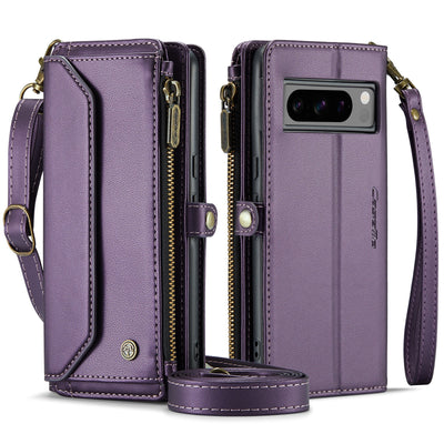 [Magsafe Compatible] Google Pixel 7A - Zipper Style Crossbody PU Leather Wallet Series Stand Case With Lanyard - i-Station Mobile Phone & Electronic Device Repair and Accessories