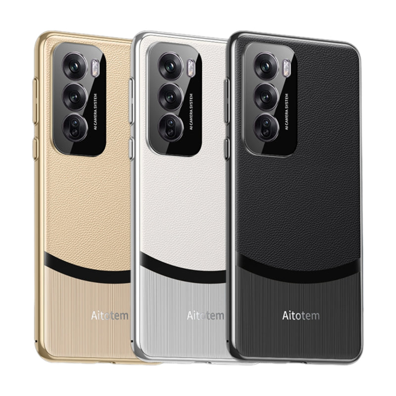 Load image into Gallery viewer, OPPO Reno12/Pro - Electroplated Spliced Vegan Leather Hard-Edge Shockproof Protective Case
