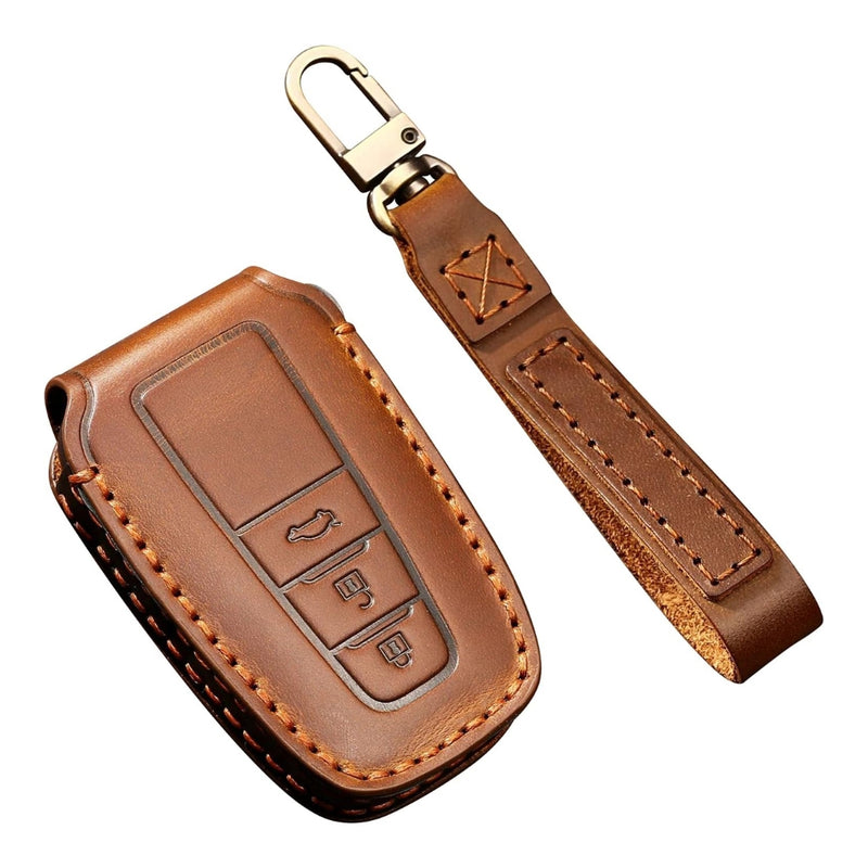 Load image into Gallery viewer, Toyota Handcrafted Genuine Leather Car Key Protective Case For Camry, C-HR, Corolla, RAV4, Avalon, Land Cruiser, Prado, Prius
